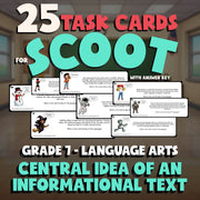 Central Idea of an Informational Text SCOOT TASK CARDS ELA Game - Grade 7