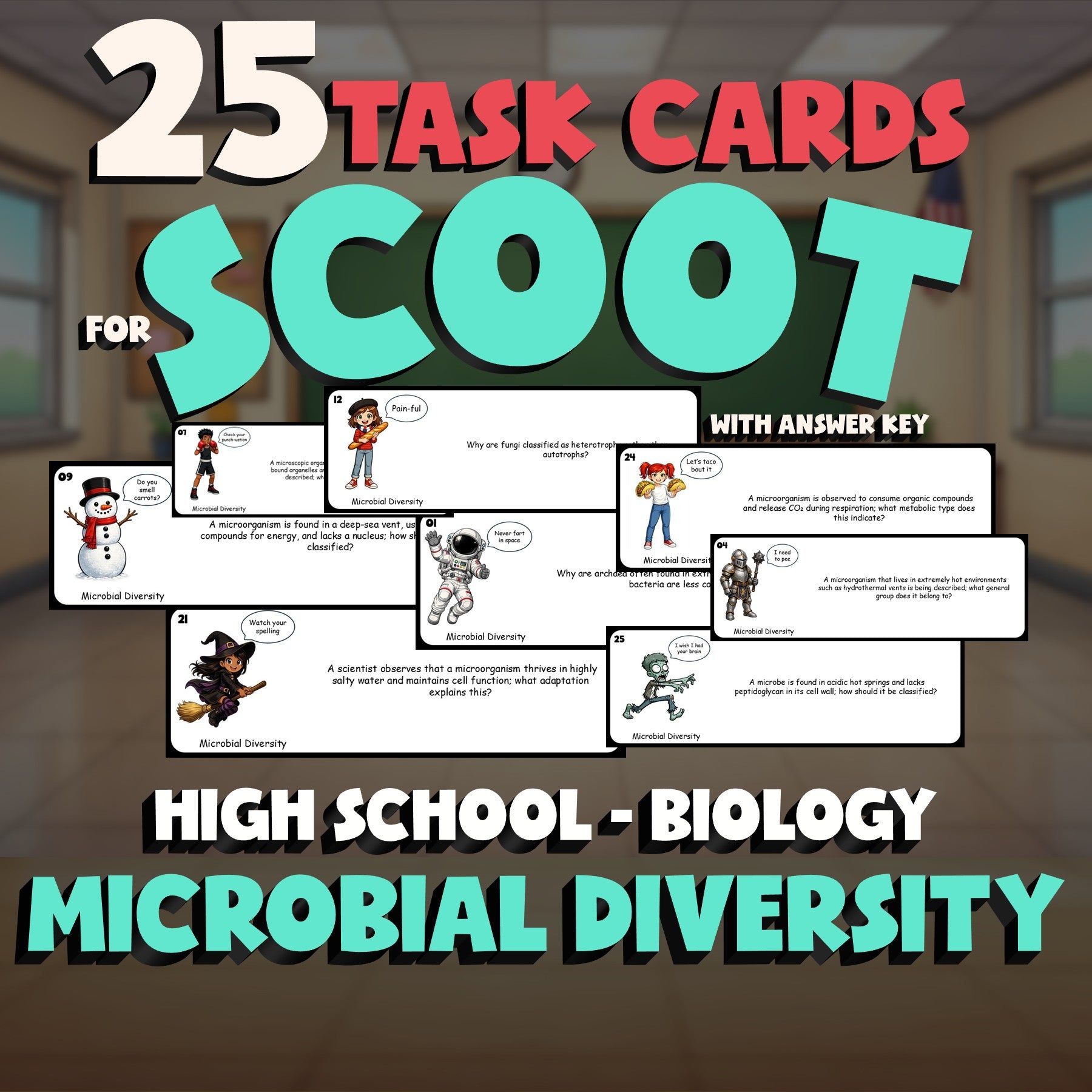 Microbial Diversity SCOOT TASK CARDS Science Game - No Prep Biology Review