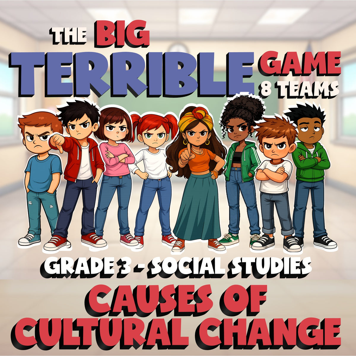 Causes of Cultural Change BIG TERRIBLE GAME - No Prep Grade 3 Socials Review