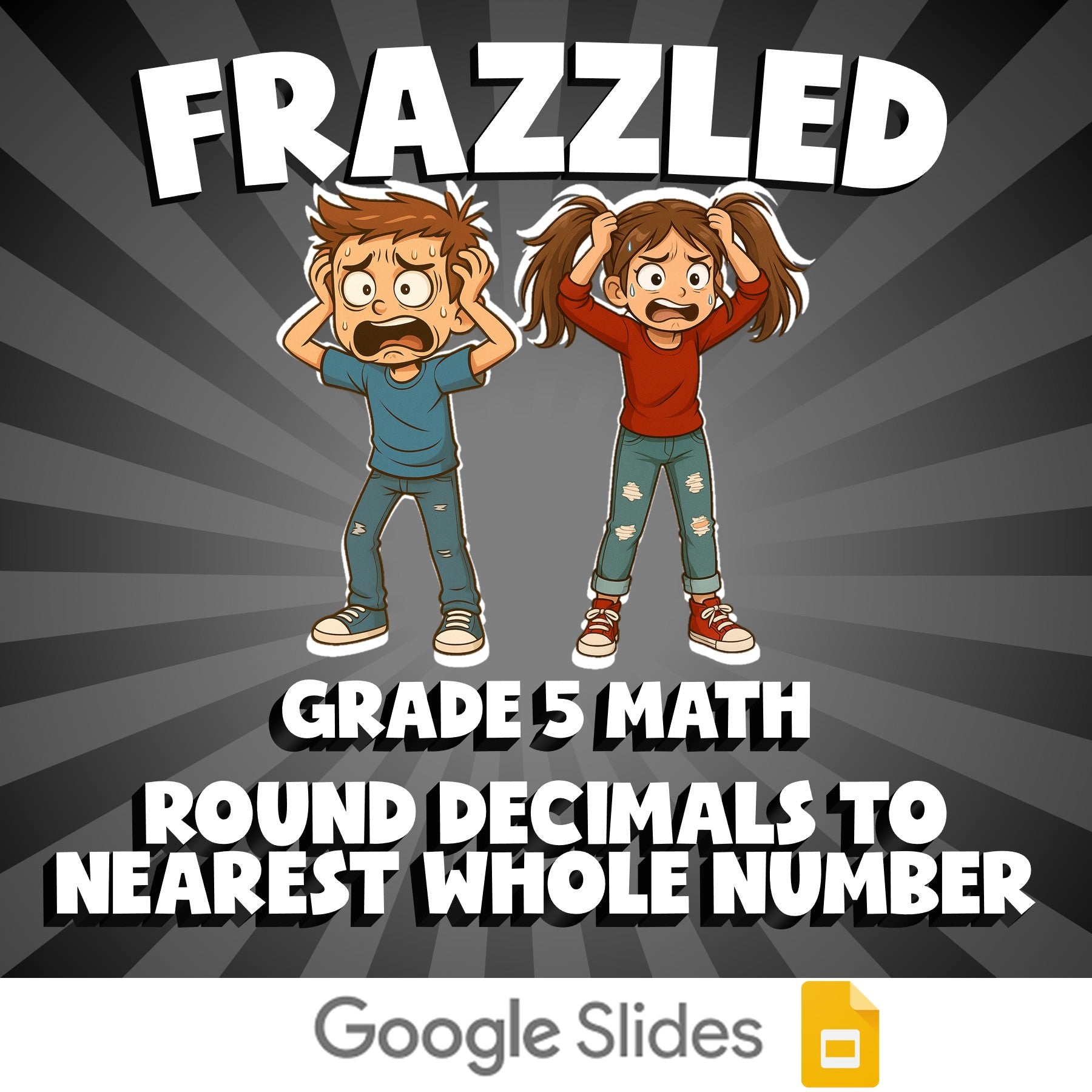 Round Decimals to Nearest Whole Number FRAZZLED Math Game - No Prep Grade 5