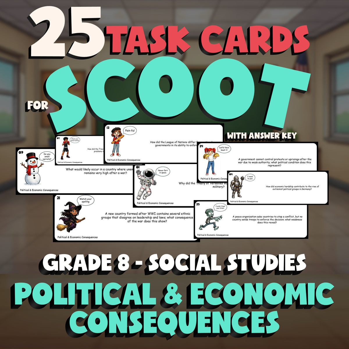 Political & Economic Consequences SCOOT TASK CARDS Socials Game - Grade 8