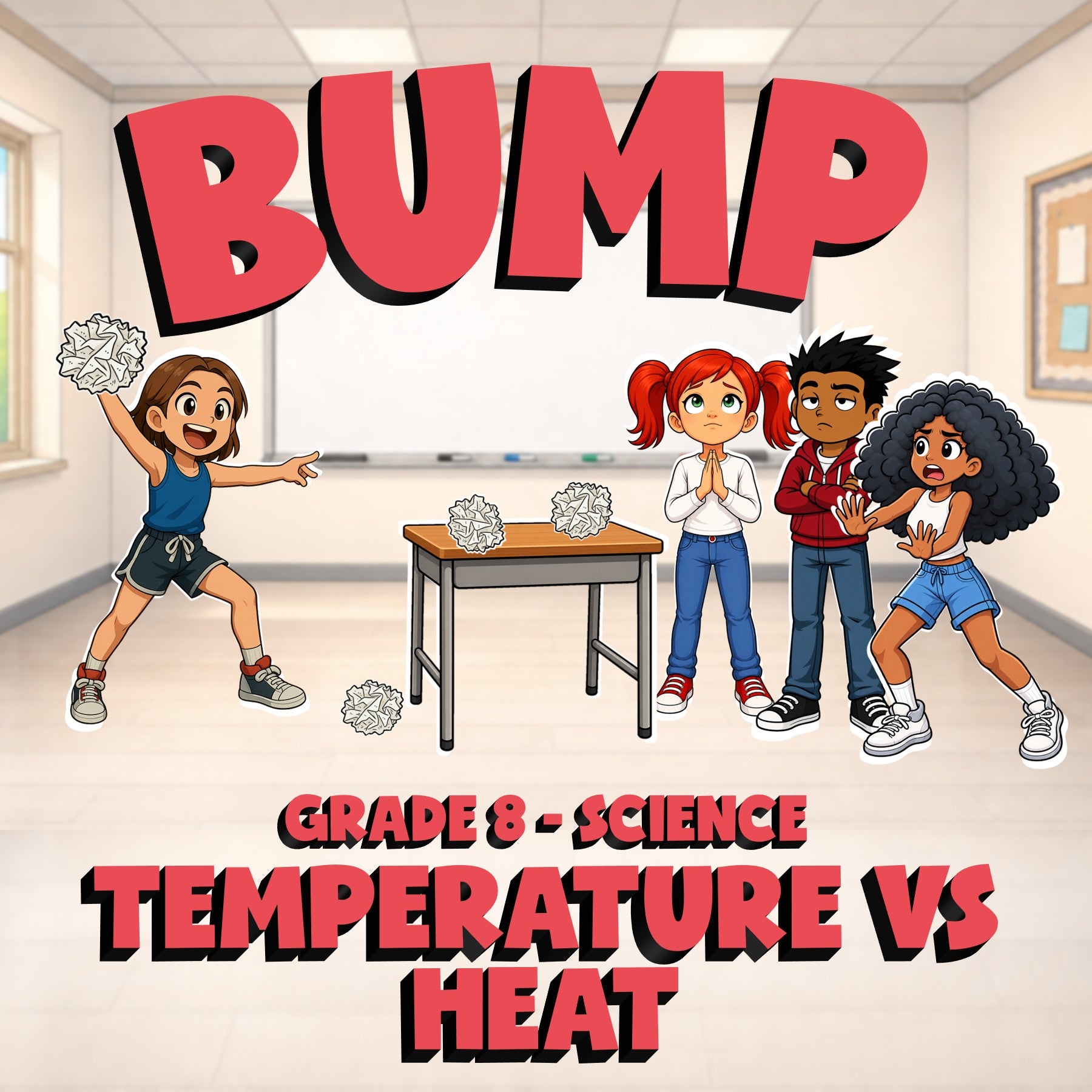 Temperature vs Heat BUMP Science Game - No Prep Grade 8 Review Activity
