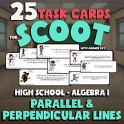 Parallel & Perpendicular Lines SCOOT TASK CARDS Math Game - No Prep Algebra 1