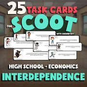 Interdependence SCOOT TASK CARDS Economics Game - No Prep Review Activity