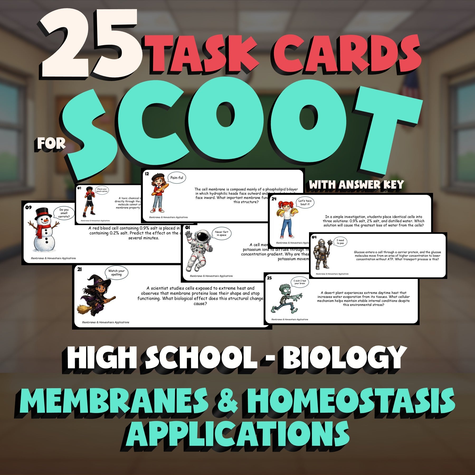 Membranes & Homeostasis Applications SCOOT TASK CARDS Science Game - Biology
