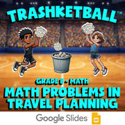Math Problems in Travel Planning TRASHKETBALL Math Game - No Prep Grade 8 Review