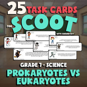 Prokaryotes vs Eukaryotes SCOOT TASK CARDS Science Game - No Prep Grade 7 Review