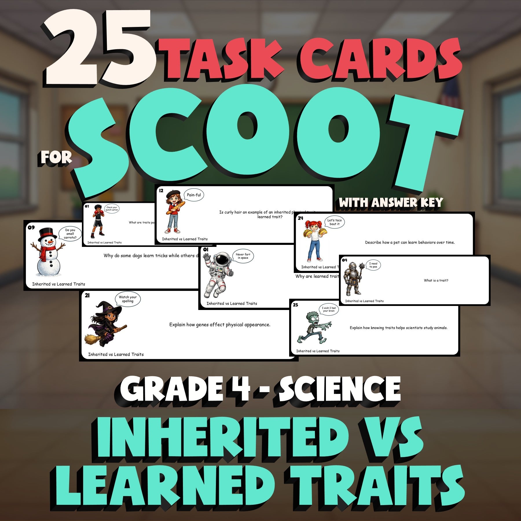 Inherited vs Learned Traits SCOOT TASK CARDS Science Game - No Prep Grade 4
