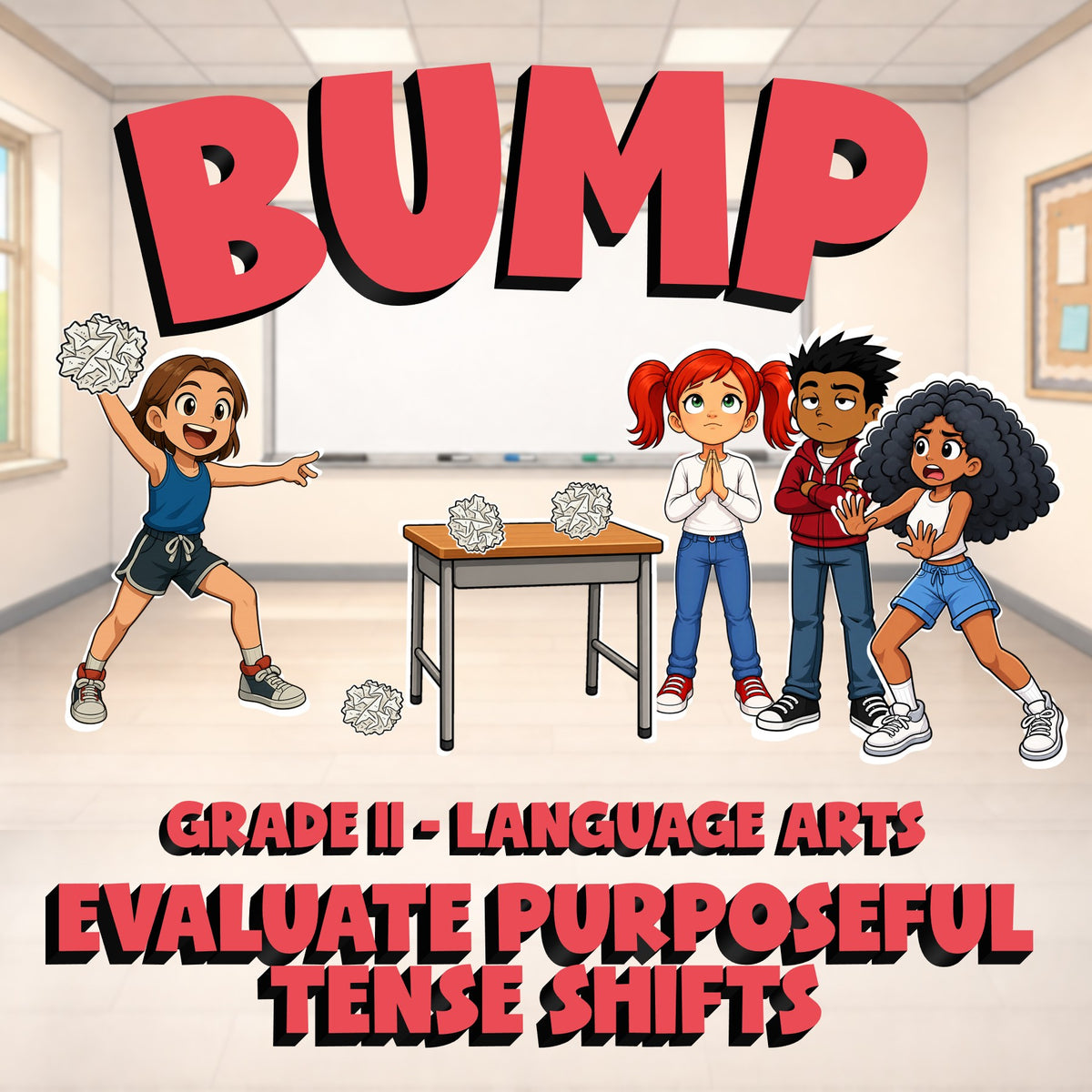 Evaluate Purposeful Tense Shifts BUMP ELA Game - No Prep Grade 11 Review