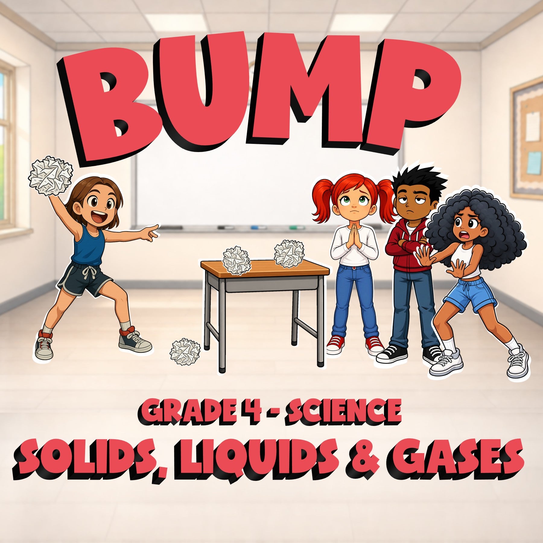 Solids, Liquids & Gases BUMP Science Game - No Prep Grade 4 Review Activity