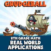 Real World Applications GRUDGEBALL Math Game - No Prep Grade 8 Review Activity