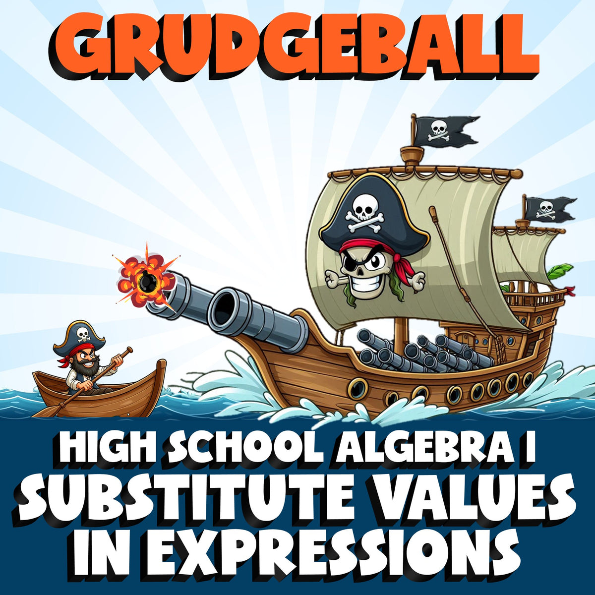 Substitute Values in Expressions GRUDGEBALL Math Game - No Prep Algebra 1 Review