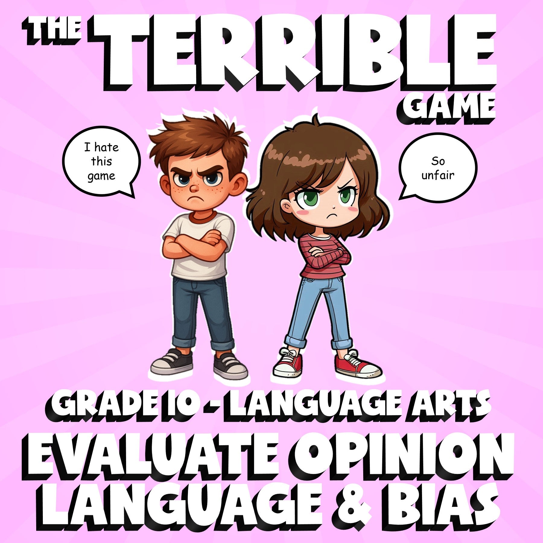 Evaluate Opinion Language & Bias THE TERRIBLE GAME - No Prep Grade 10 ELA Review