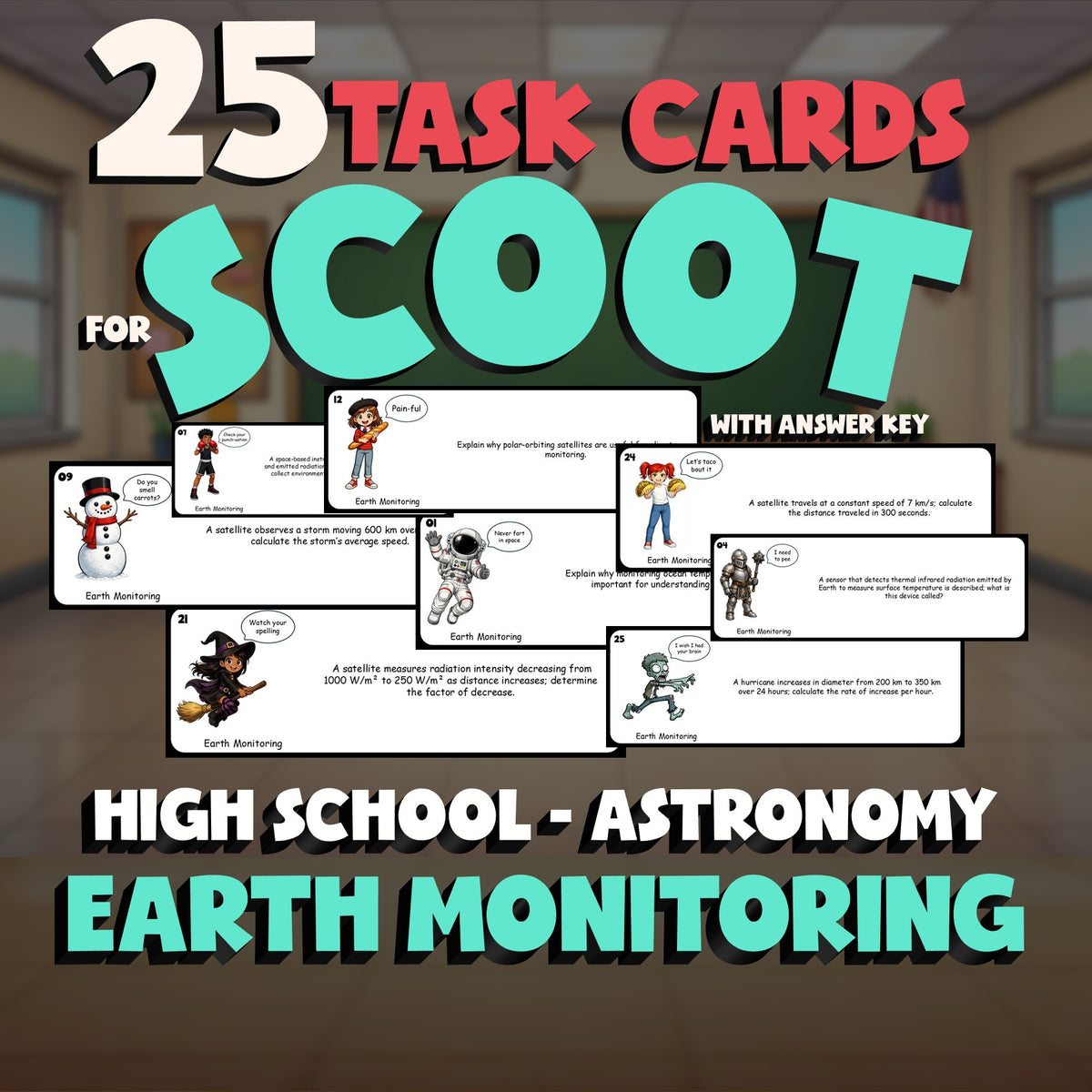 Earth Monitoring SCOOT TASK CARDS Science Game - No Prep Astronomy Review
