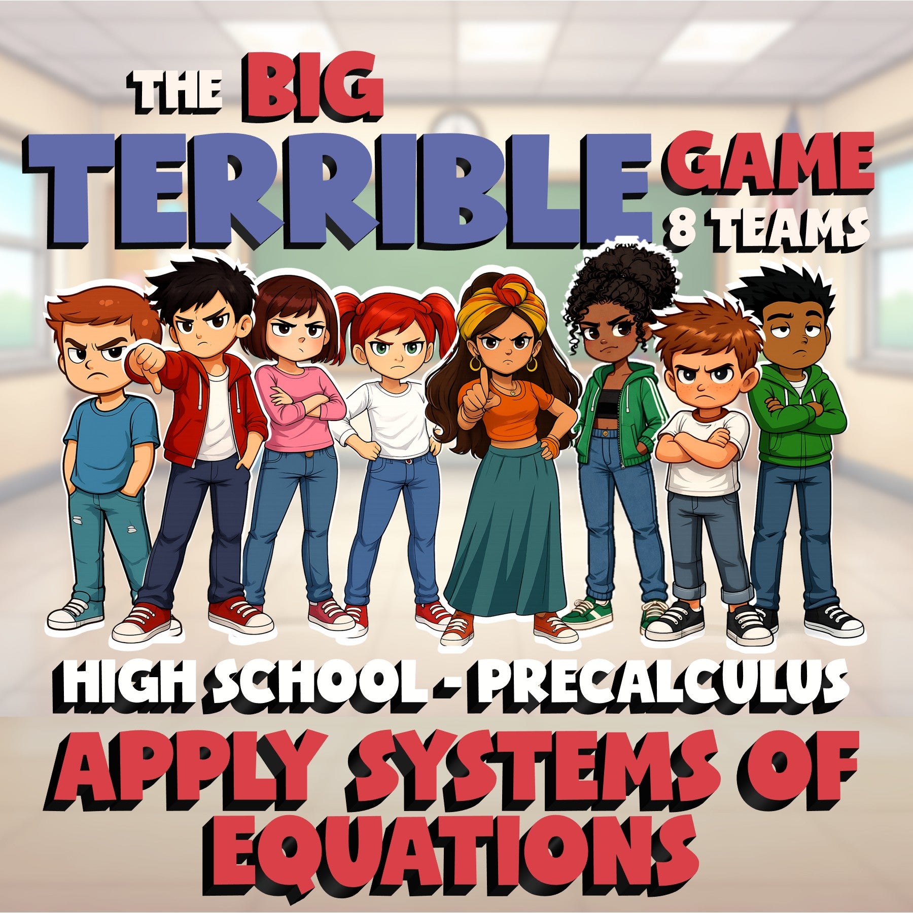 Apply Systems of Equations BIG TERRIBLE GAME - No Prep PreCalculus Math Review