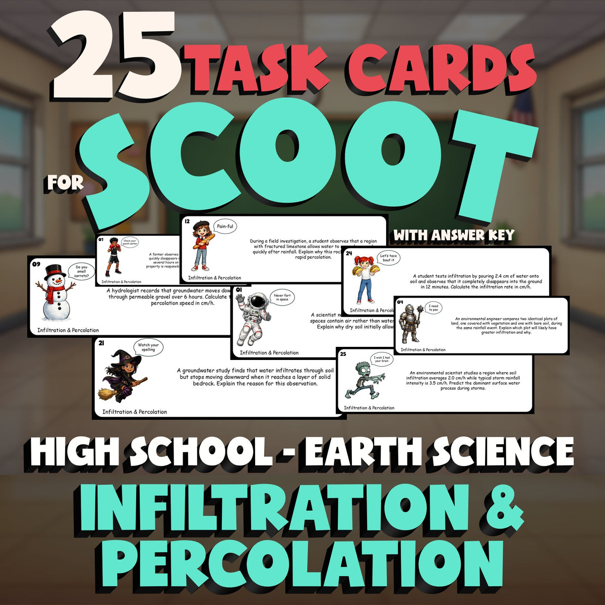 Infiltration & Percolation SCOOT TASK CARDS Game - No Prep Earth Science Review
