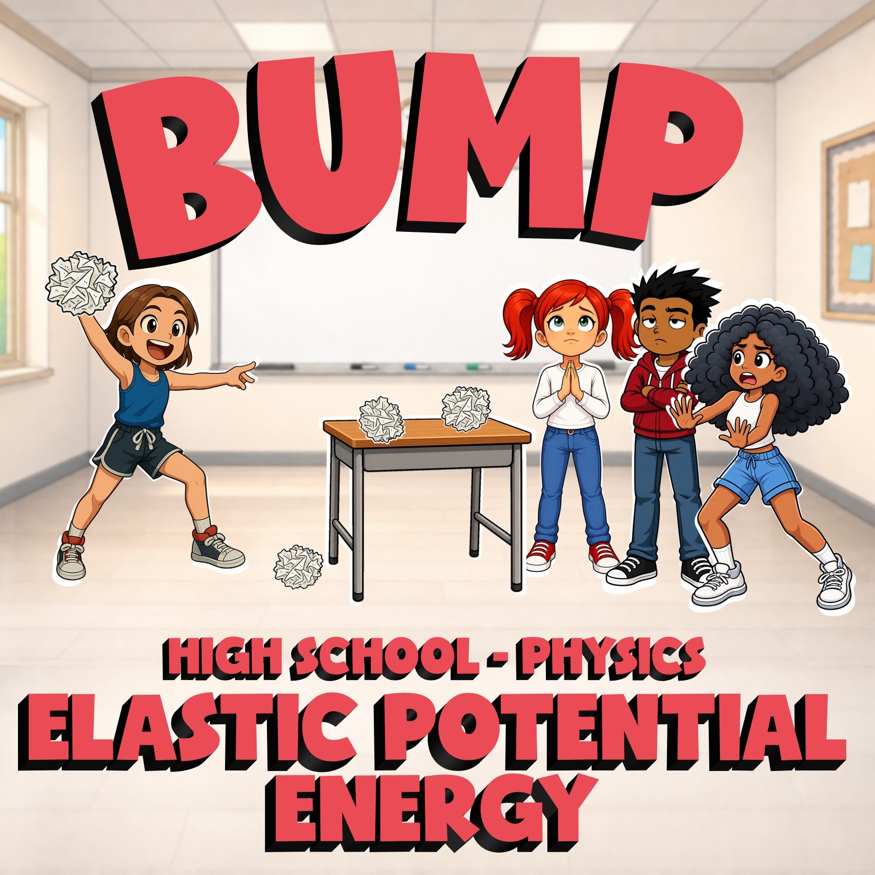 Elastic Potential Energy BUMP Science Game - No Prep Physics Review Activity