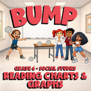 Reading Charts & Graphs BUMP Socials Game - No Prep Grade 6 Review Activity