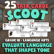 Evaluate Language That Shapes Tone SCOOT TASK CARDS ELA Game - No Prep Grade 10