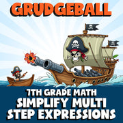 Simplify Multi Step Expressions GRUDGEBALL Math Game - No Prep Grade 7 Review