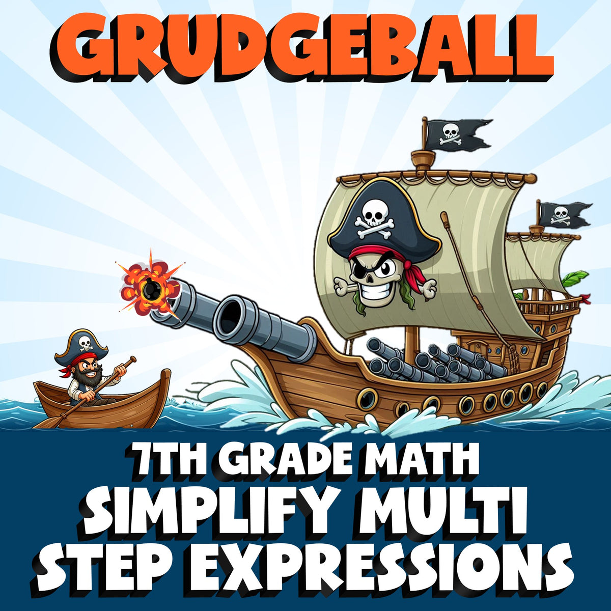 Simplify Multi Step Expressions GRUDGEBALL Math Game - No Prep Grade 7 Review