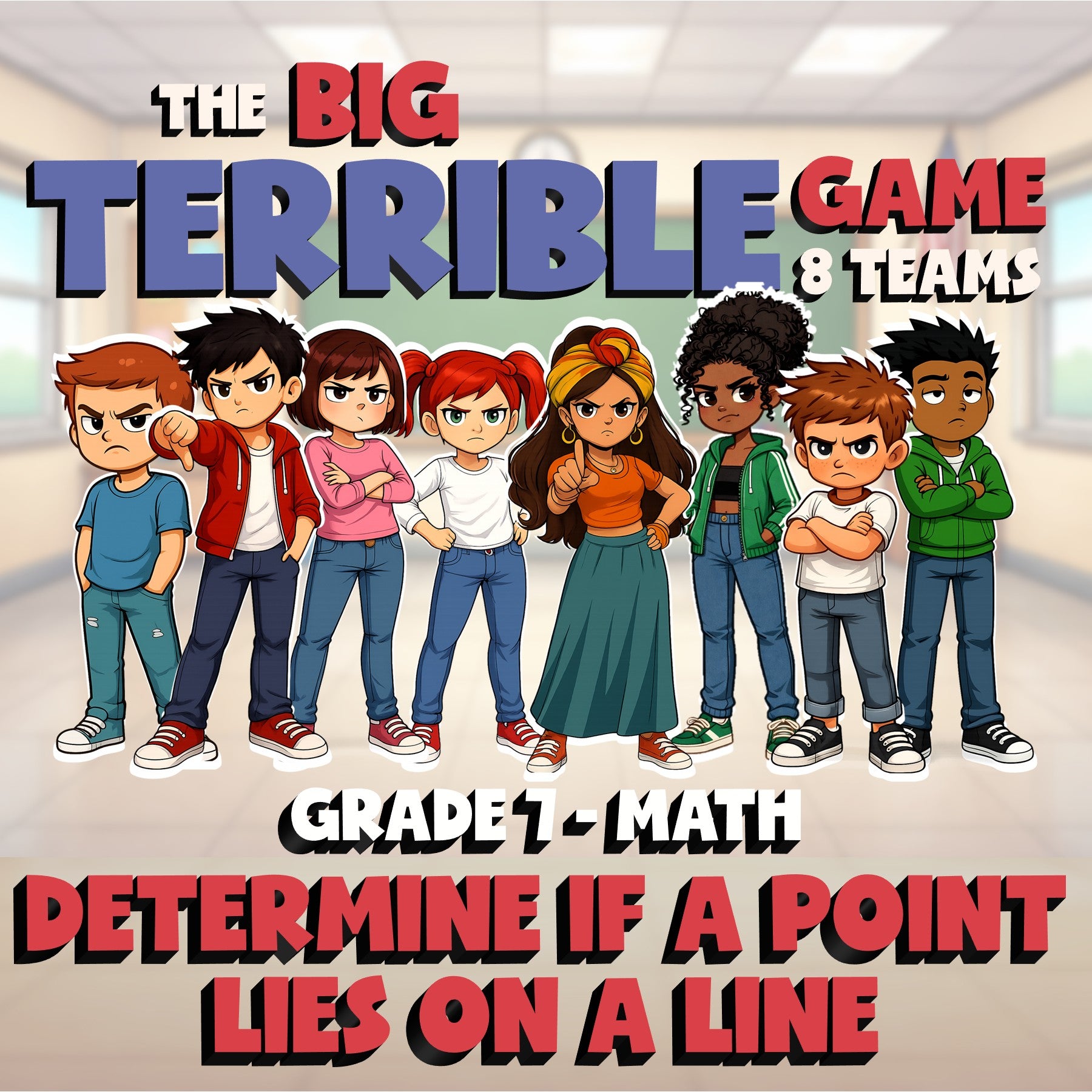 Determine if a Point Lies on a Line BIG TERRIBLE GAME - Grade 7 Math Review