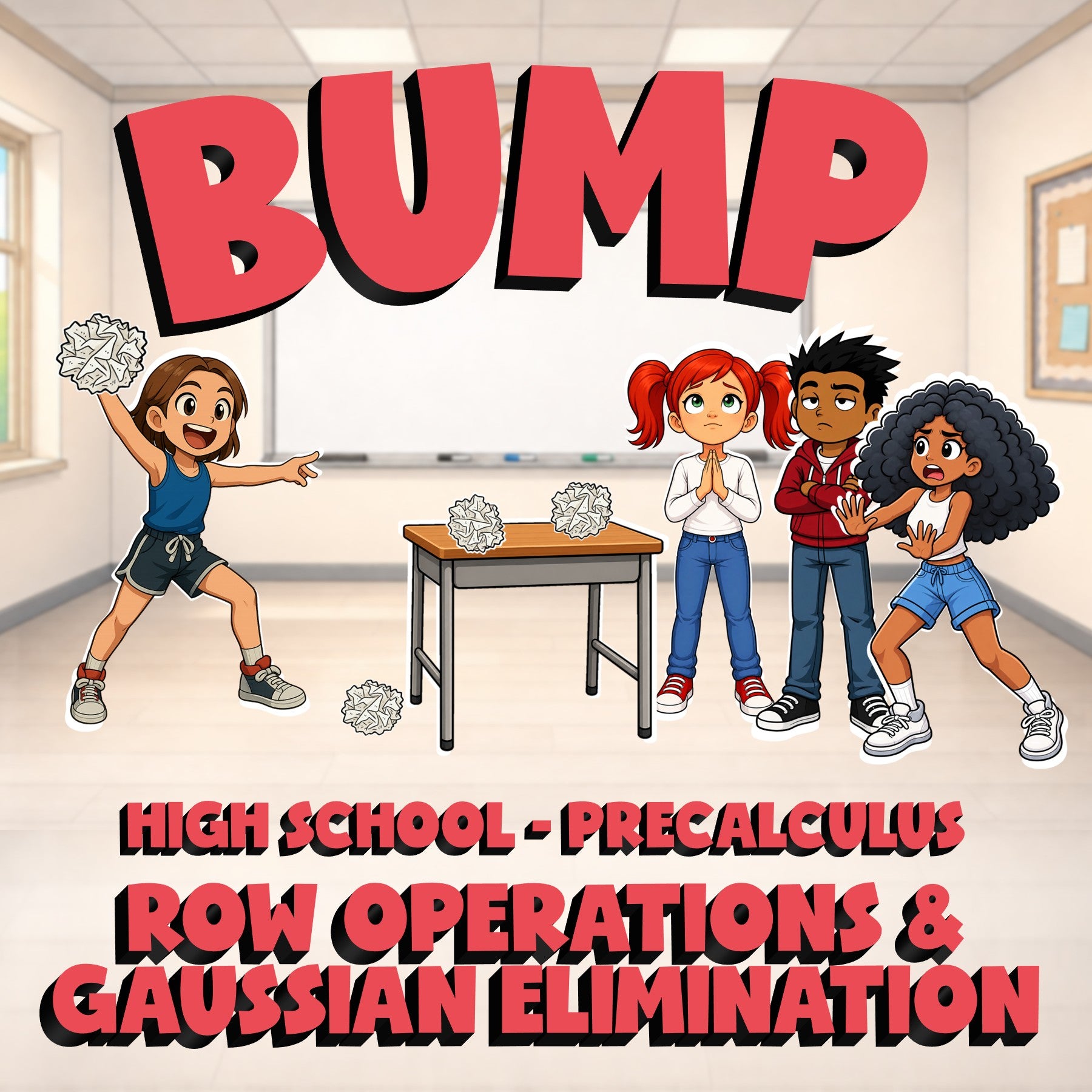Row Operations & Gaussian Elimination BUMP Math Game - No Prep PreCalculus