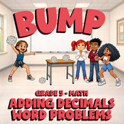 Adding Decimals Word Problems BUMP Math Game - No Prep Grade 5 Review Activity