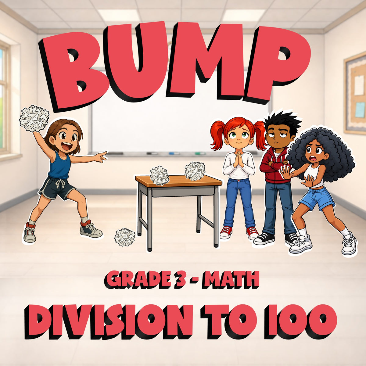 Division to 100 BUMP Math Game - No Prep Grade 3 Review Activity