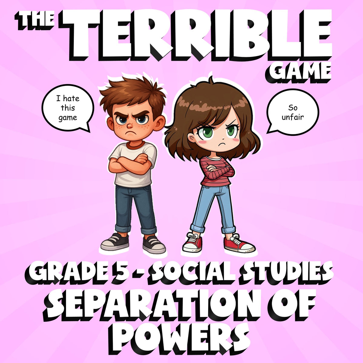 Separation of Powers THE TERRIBLE GAME - No Prep Grade 5 Socials Review Activity