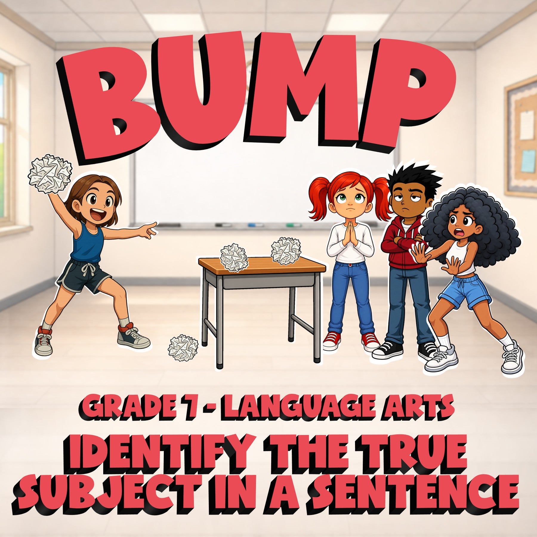 Identify the True Subject in a Sentence BUMP ELA Game - No Prep Grade 7 Review