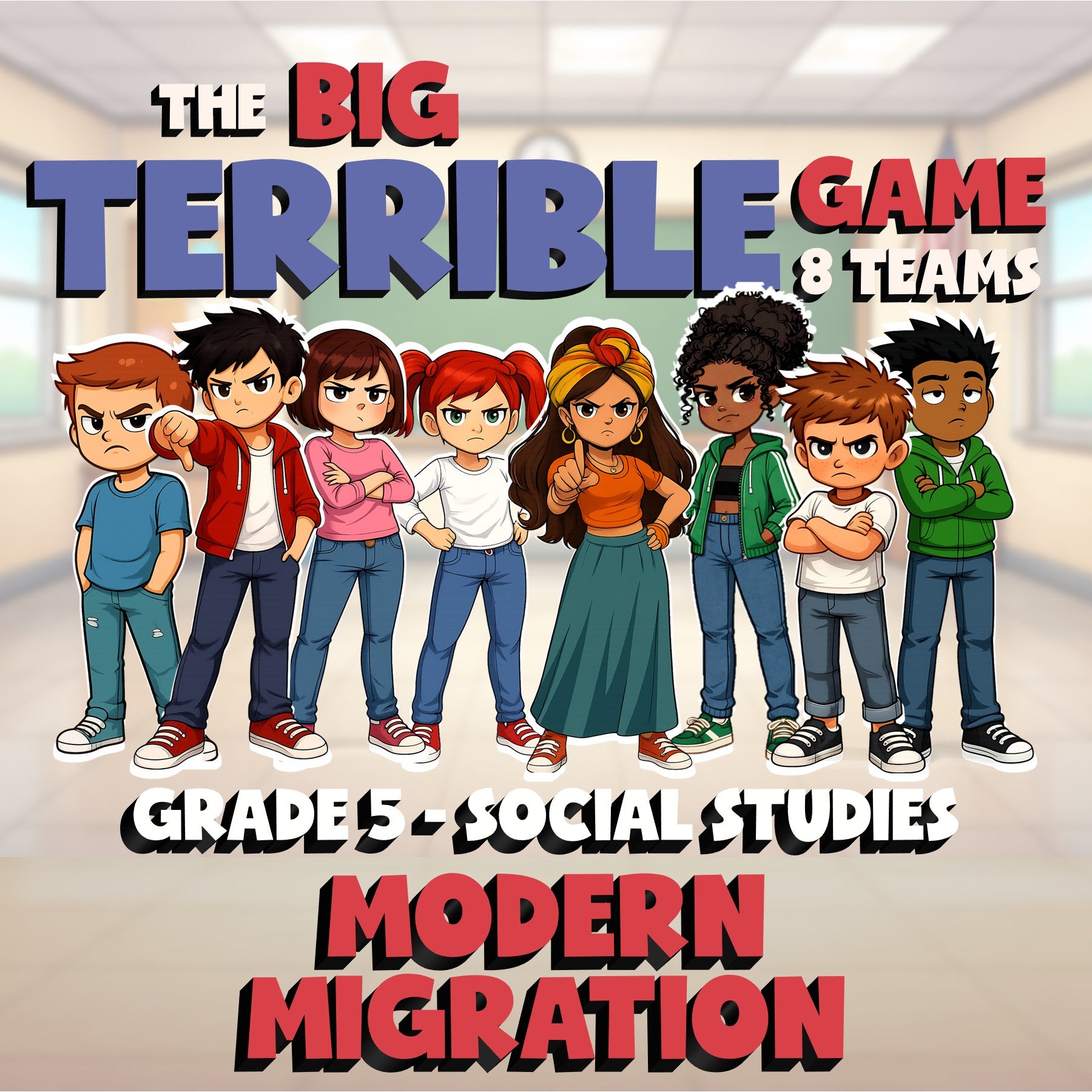 Modern Migration BIG TERRIBLE GAME - No Prep Grade 5 Socials Review Activity