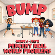 Percent Real World Problems BUMP Math Game - No Prep Grade 6 Review Activity