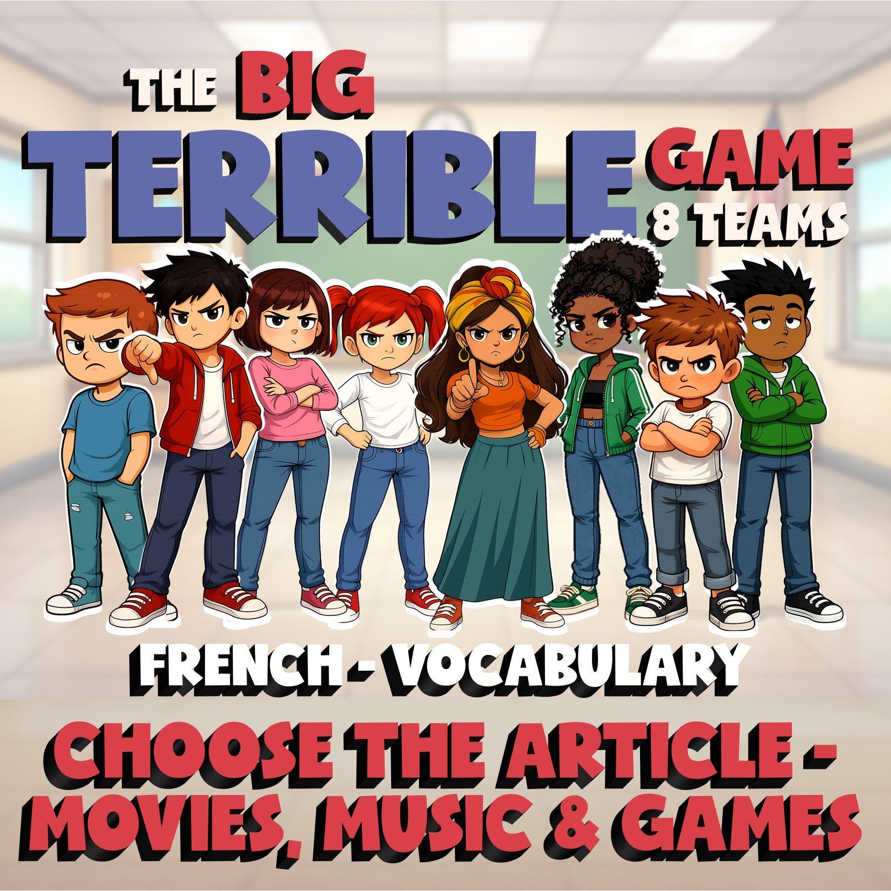 Choose The Article - Movies, Music & Games BIG TERRIBLE GAME - French Exercise