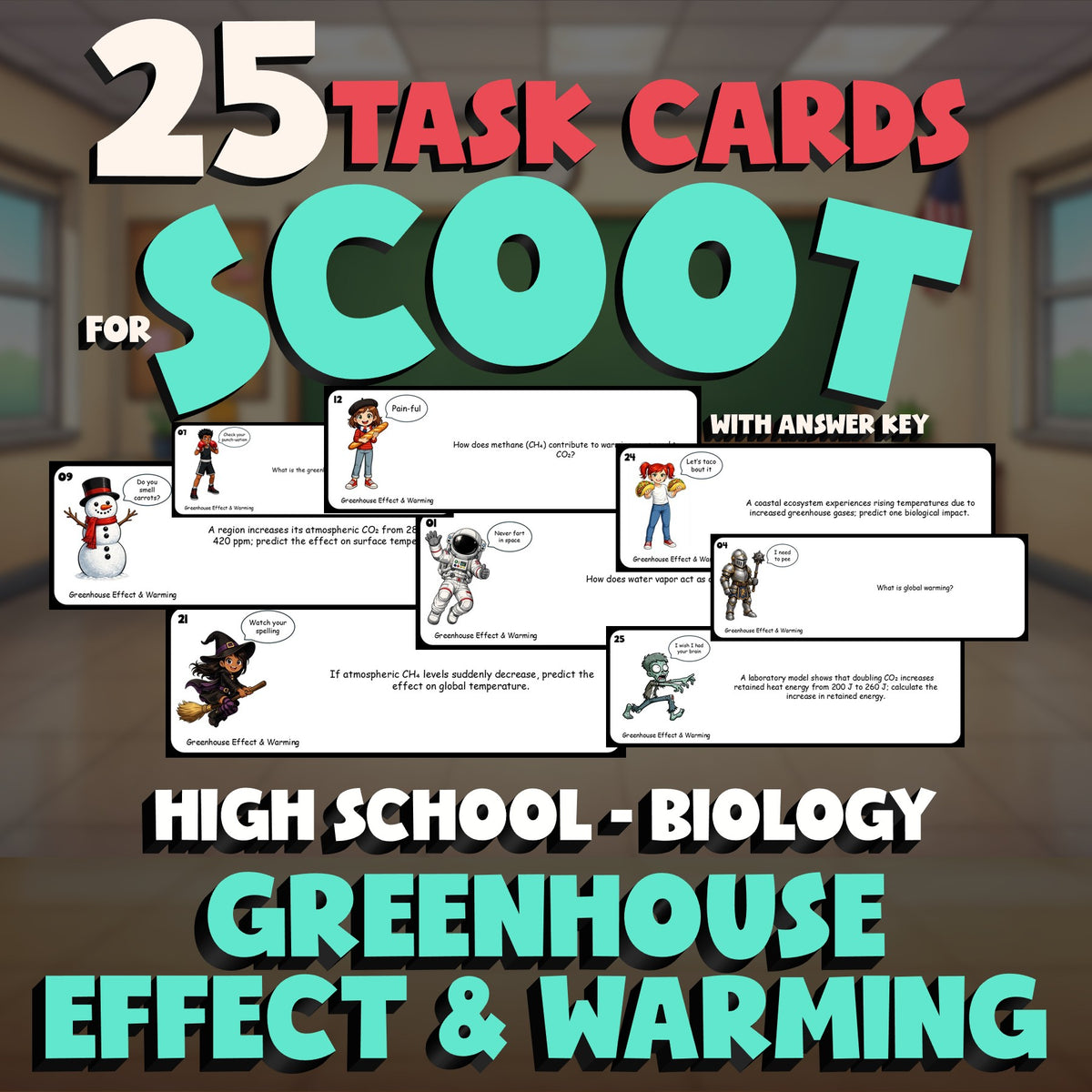 Greenhouse Effect & Warming SCOOT TASK CARDS Science Game - No Prep Biology