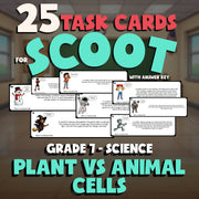Plant vs Animal Cells SCOOT TASK CARDS Science Game - No Prep Grade 7 Review