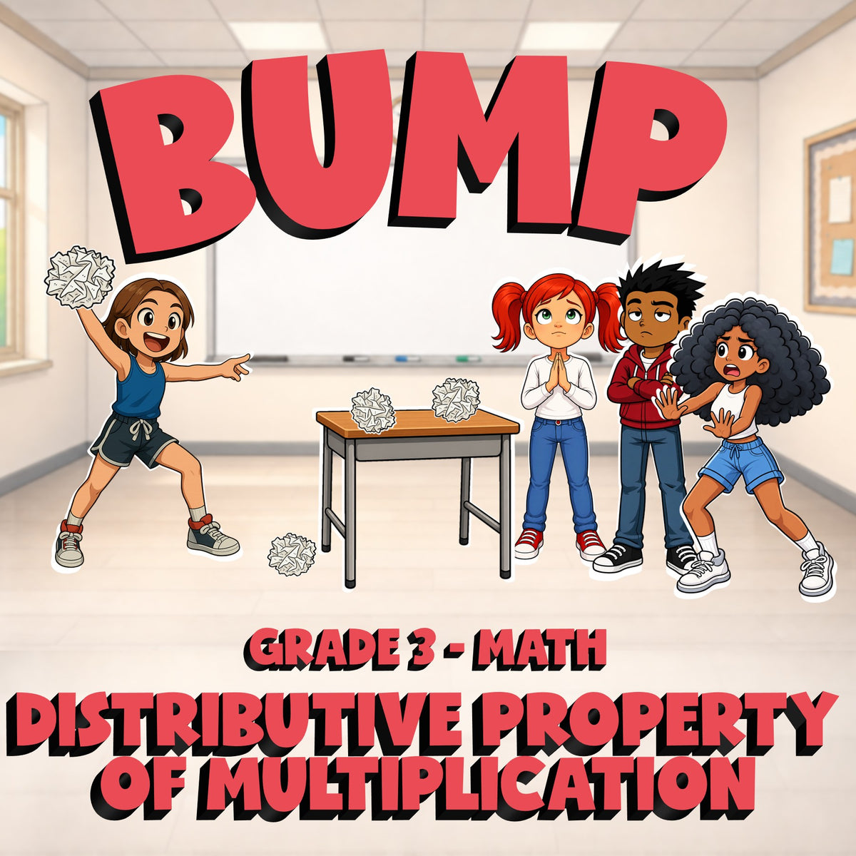Distributive Property of Multiplication BUMP Math Game - No Prep Grade 3 Review