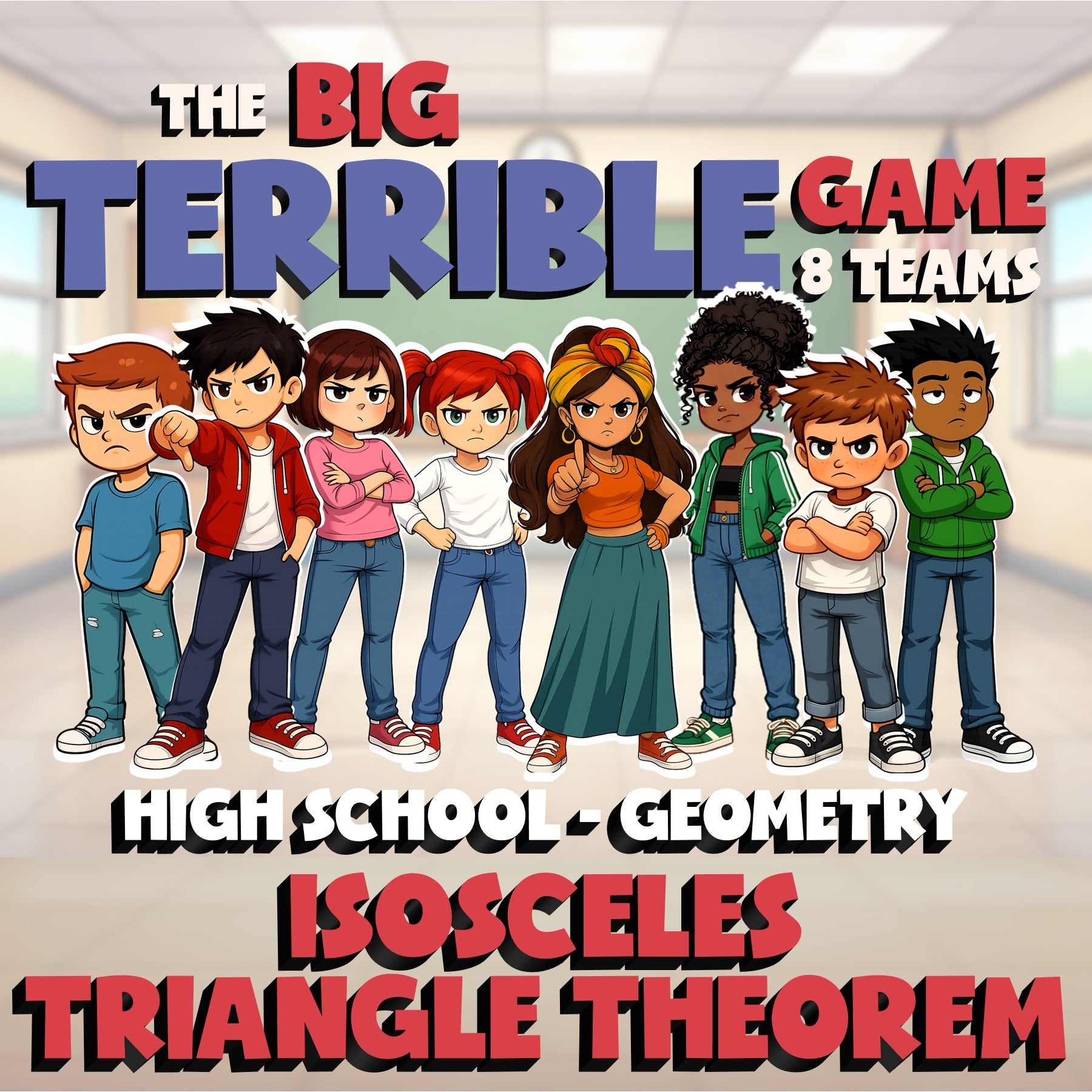 Isosceles Triangle Theorem BIG TERRIBLE GAME - No Prep Geometry Math Review