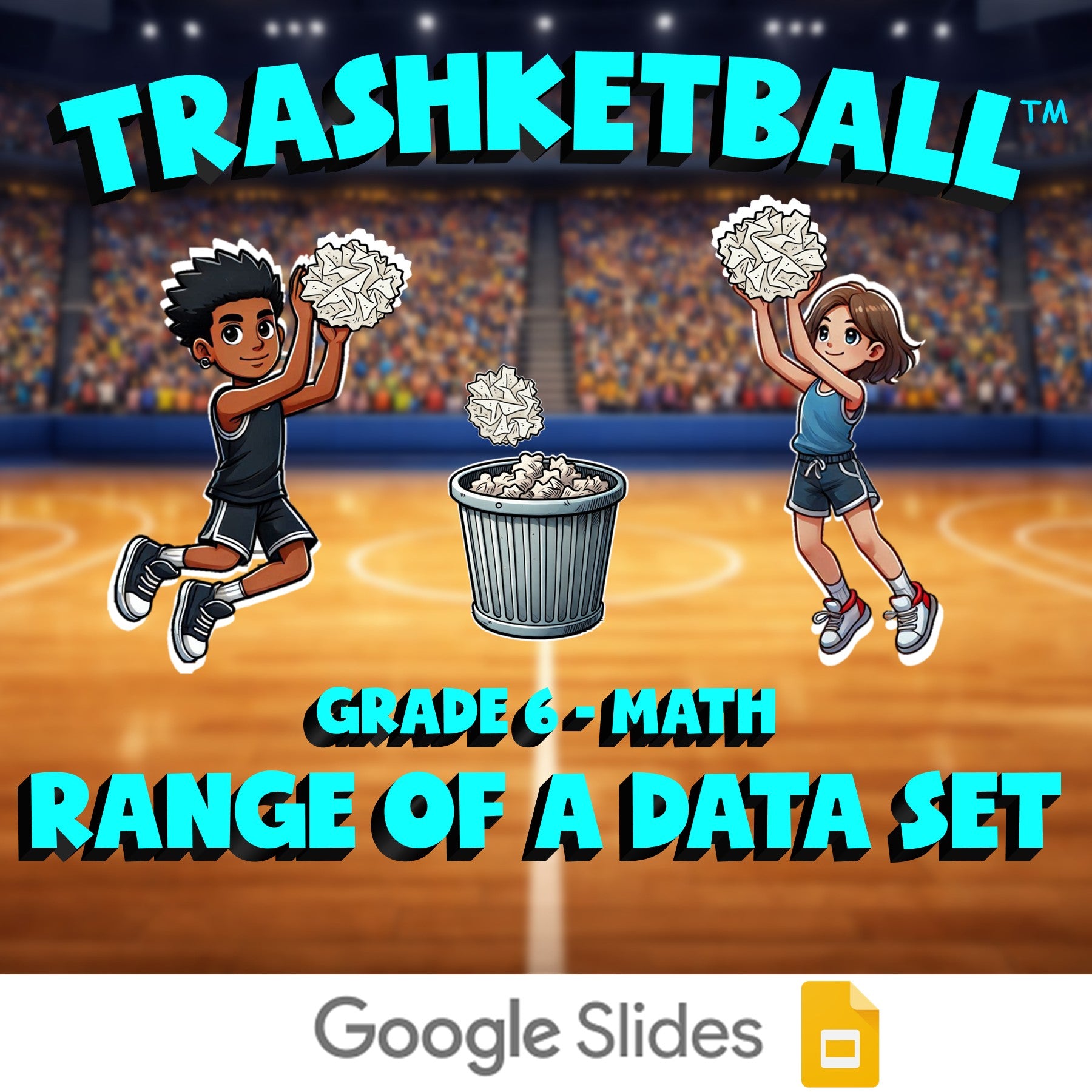 Range of a Data Set TRASHKETBALL Math Game - No Prep Grade 6 Review Activity