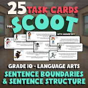 Sentence Boundaries & Sentence Structure SCOOT TASK CARDS ELA Game - Grade 10