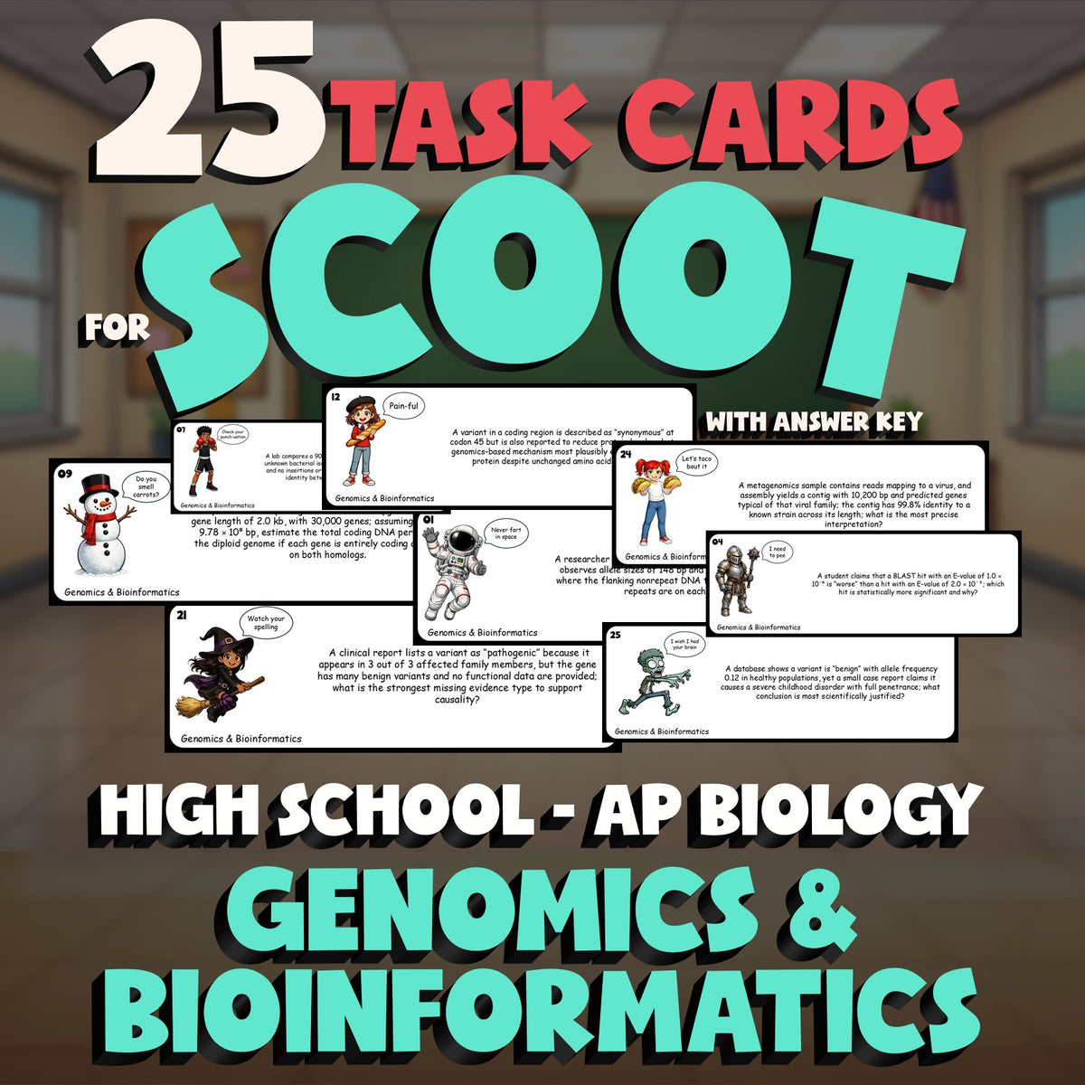 Genomics & Bioinformatics SCOOT TASK CARDS Science Game - No Prep AP Biology