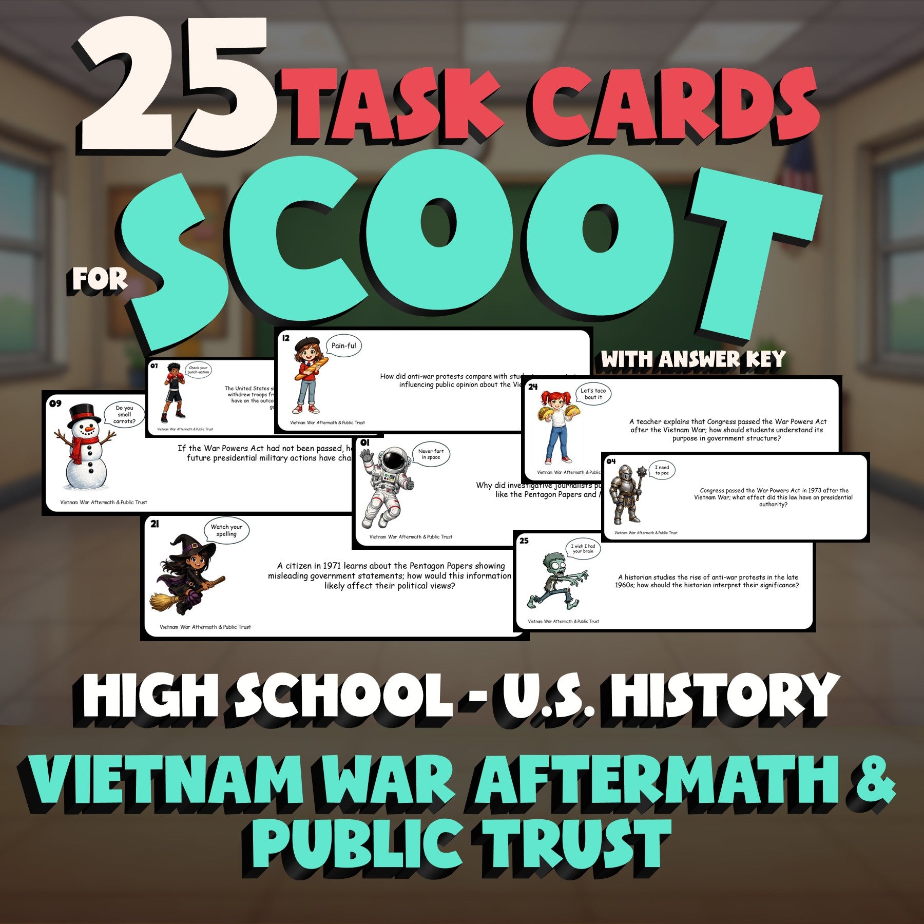 Vietnam War Aftermath & Public Trust SCOOT TASK CARDS U.S. History Game