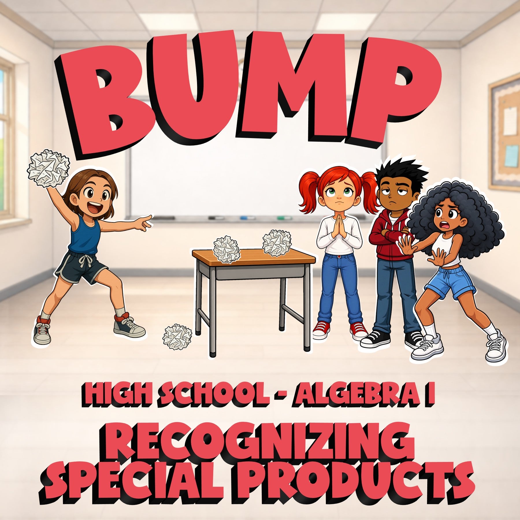 Recognizing Special Products BUMP Math Game - No Prep Algebra 1 Review Activity