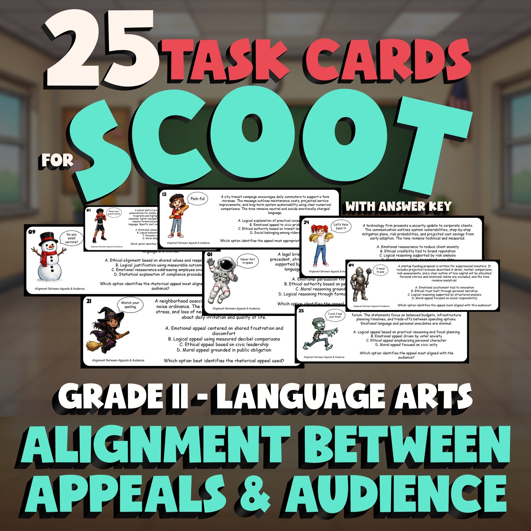 Alignment Between Appeals & Audience SCOOT TASK CARDS ELA Game - Grade 11