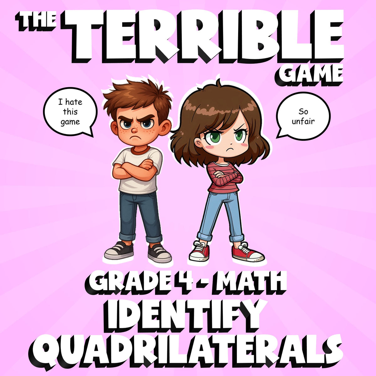 Identify Quadrilaterals THE TERRIBLE GAME - No Prep Grade 4 Math Review Activity