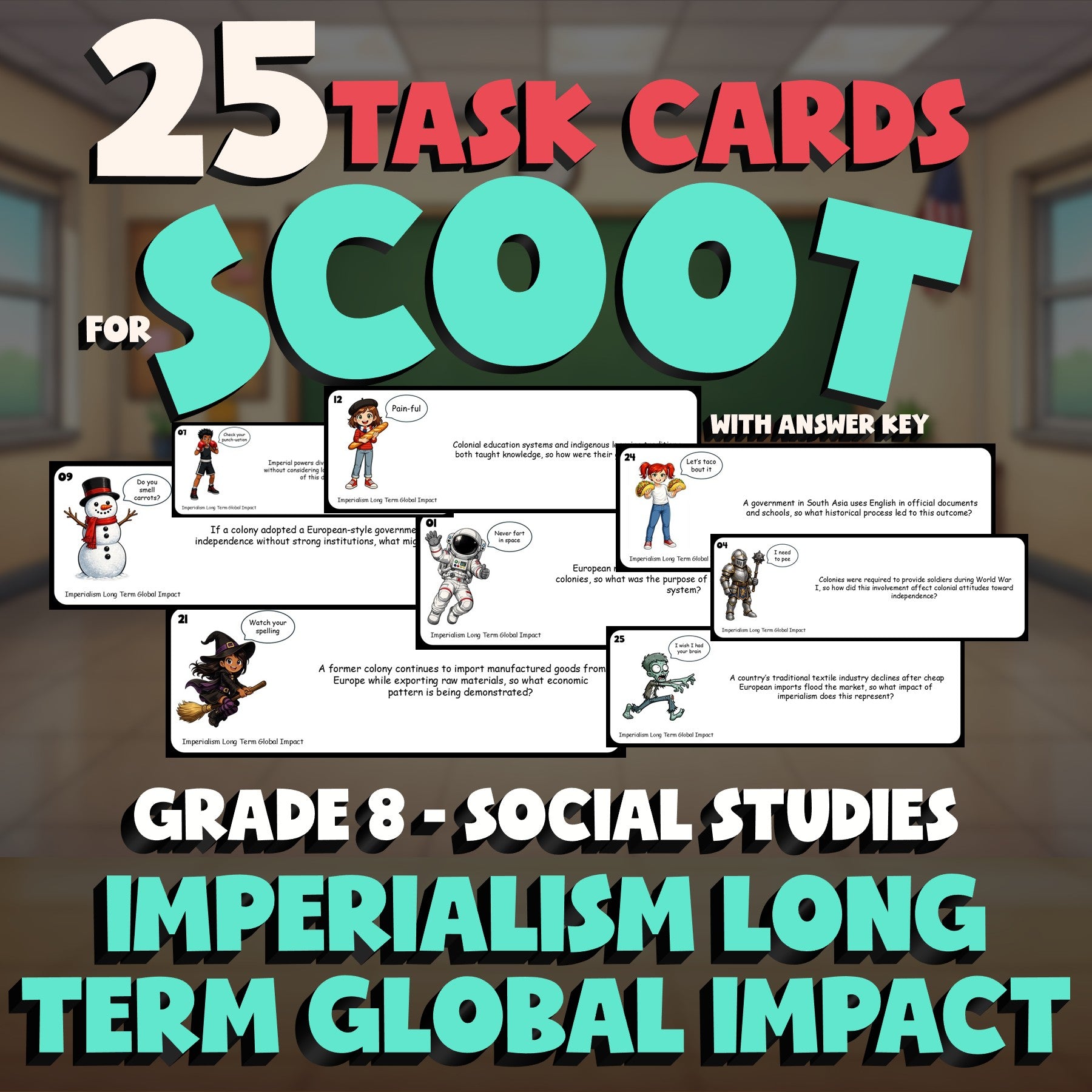 Imperialism Long Term Global Impact SCOOT TASK CARDS Socials Game - Grade 8