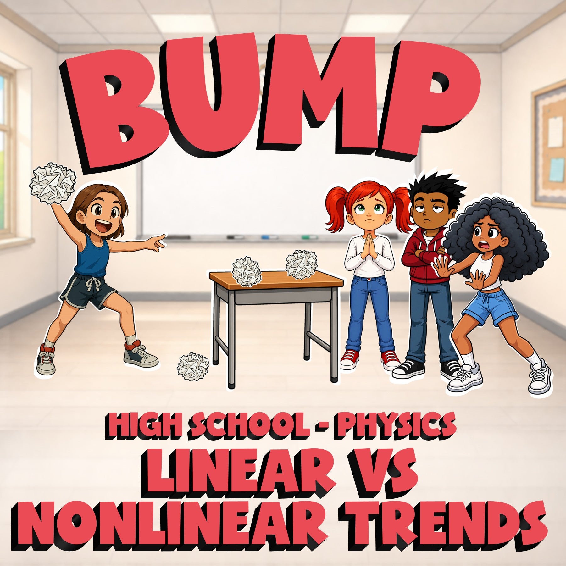 Linear vs Nonlinear Trends BUMP Science Game - No Prep Physics Review Activity