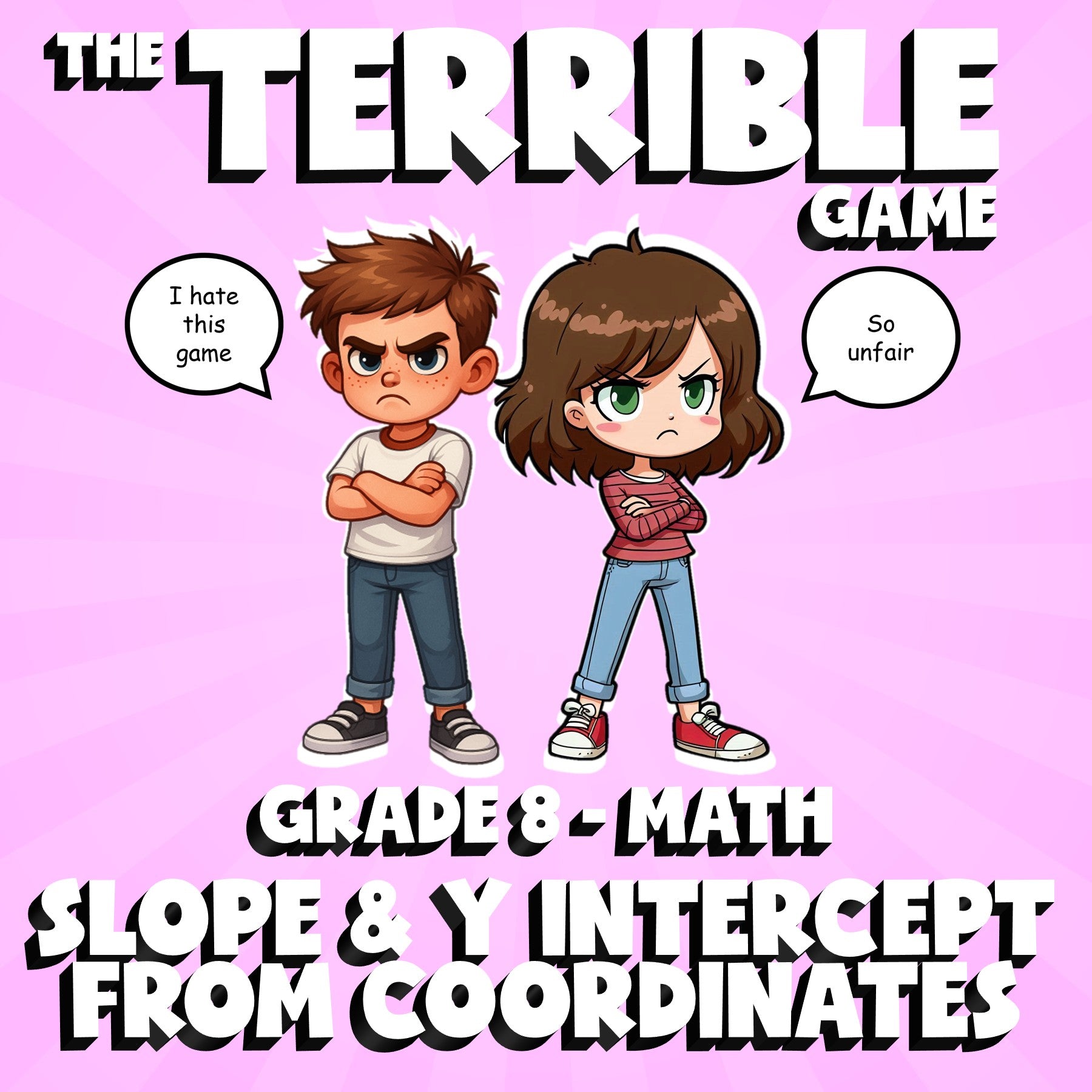 Slope & Y Intercept from Coordinates THE TERRIBLE GAME - Grade 8 Math Review