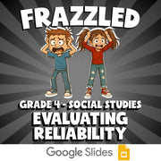 Evaluating Reliability FRAZZLED Socials Game - No Prep Grade 4 Review Activity