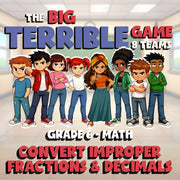 Convert Improper Fractions & Decimals BIG TERRIBLE GAME - Grade 6 Math Review